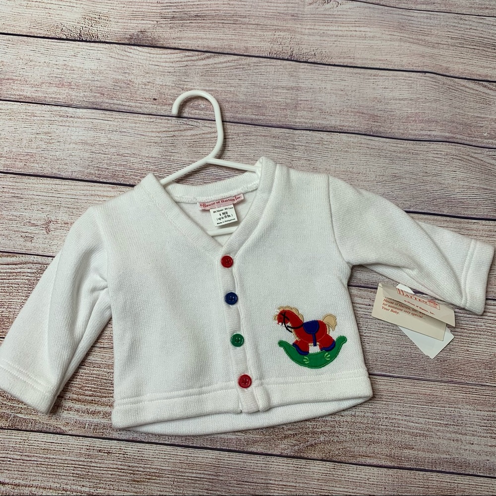 House of Hatten Vintage rocking horse cardigan NWT